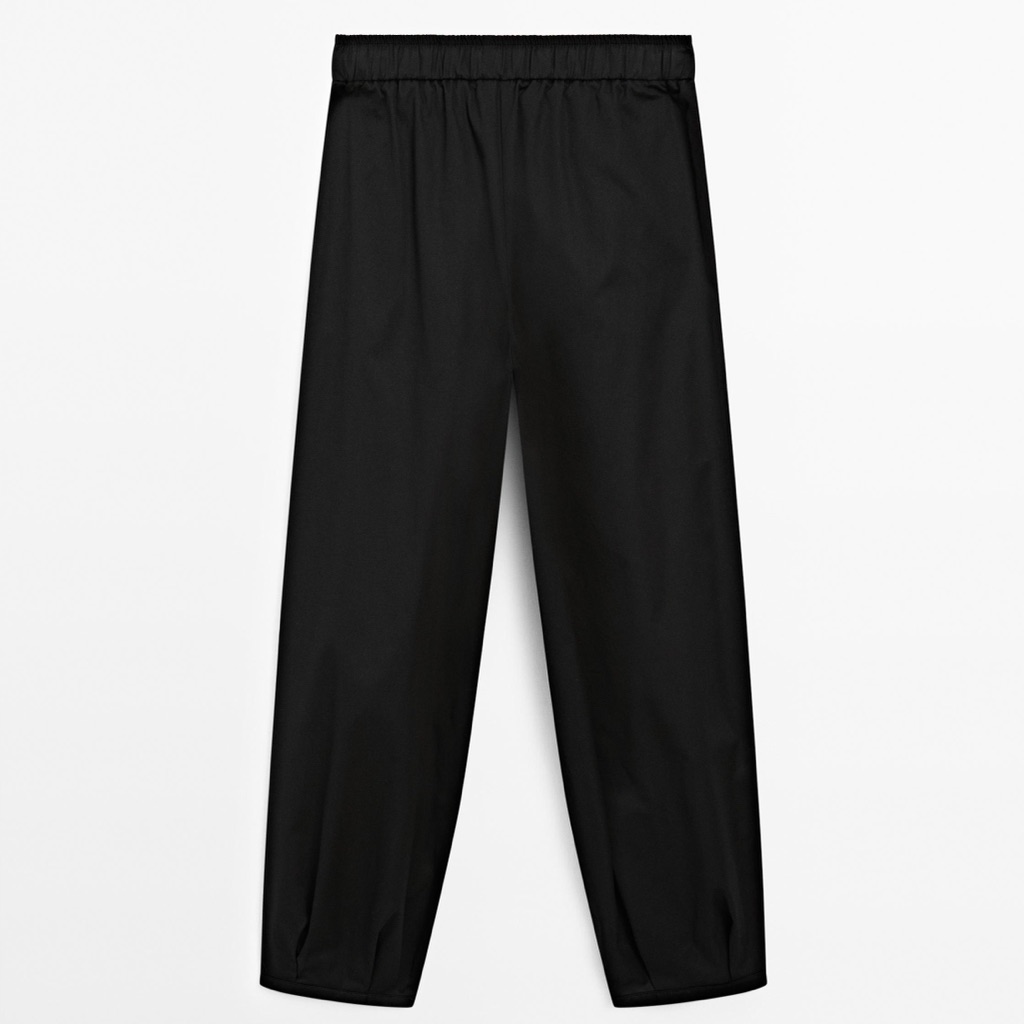 Massimo Dutti 100% Cotton Black Pull-On Elastic Waist Jogger Trousers. 4 Nwt — image 6 of 8